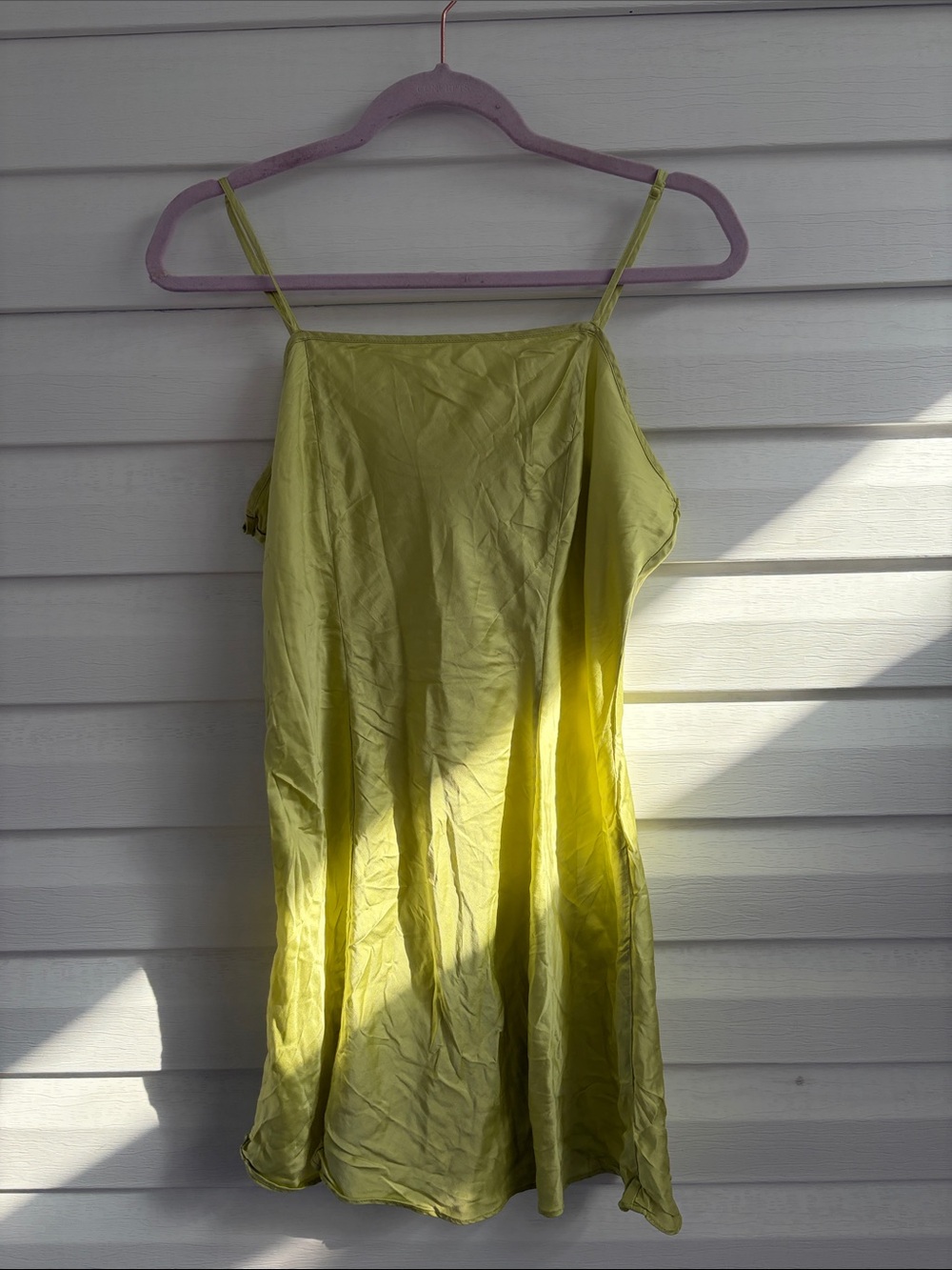 Victoria’s Secret 100% Silk Chartreuse Slip Dress Nightgown M Y2K